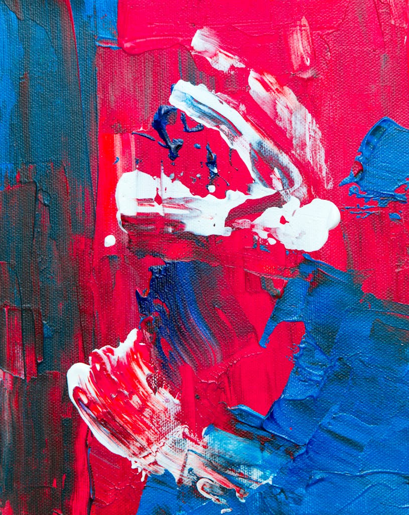 Red, White, And Blue Abstract Painting