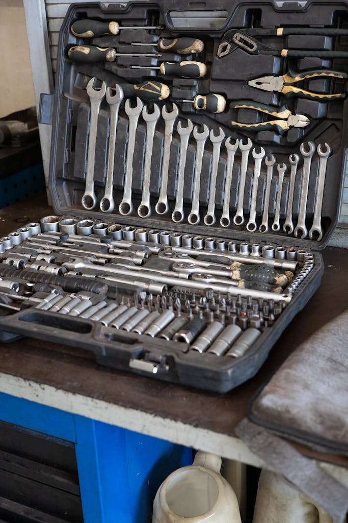 Tools and Wrenches in a Portable Case