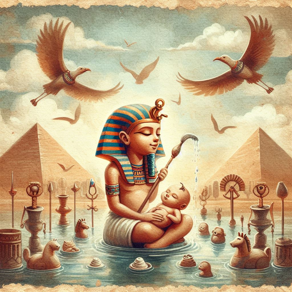 Old Portrait of an Ancient Egyptian Baby Shower 
