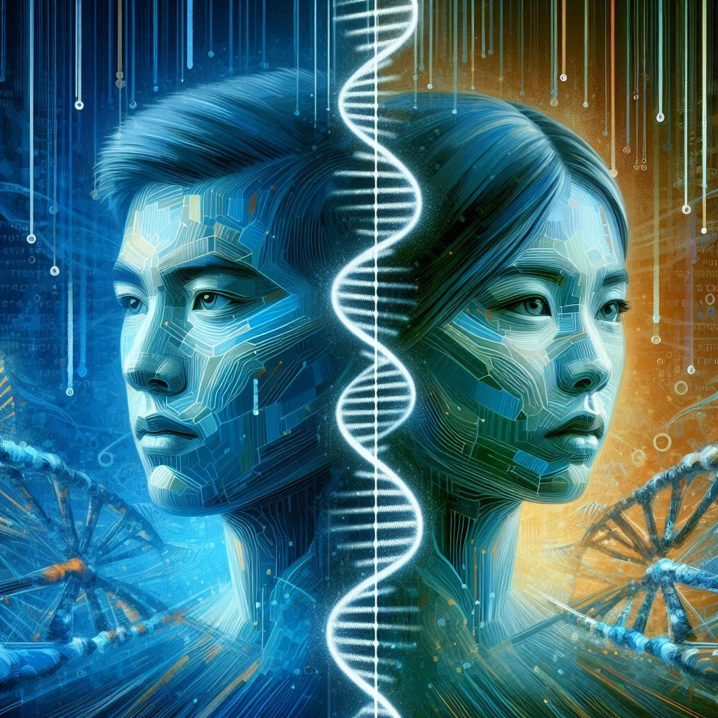 dna art of two people - a male and a female