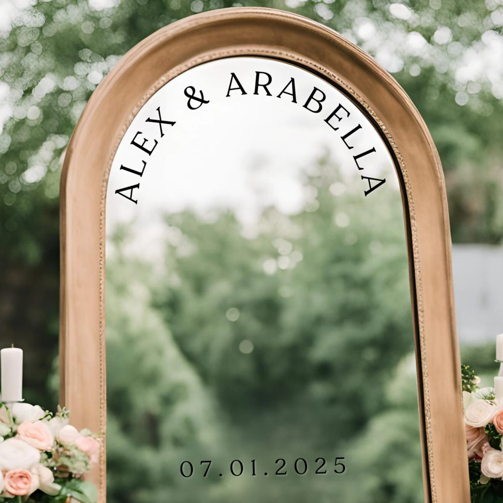 compact mirror with wedding date