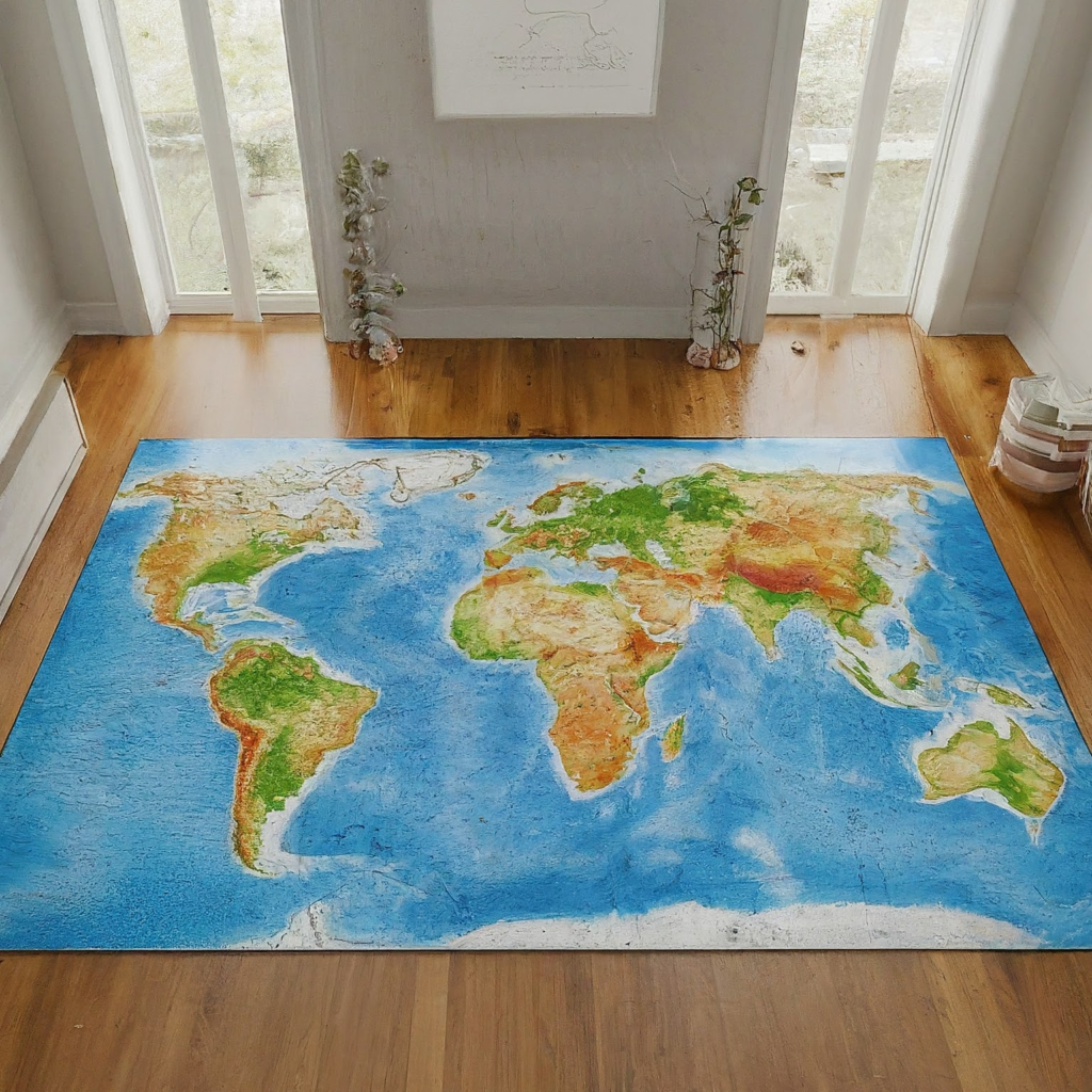 giant floor puzzle of a world map