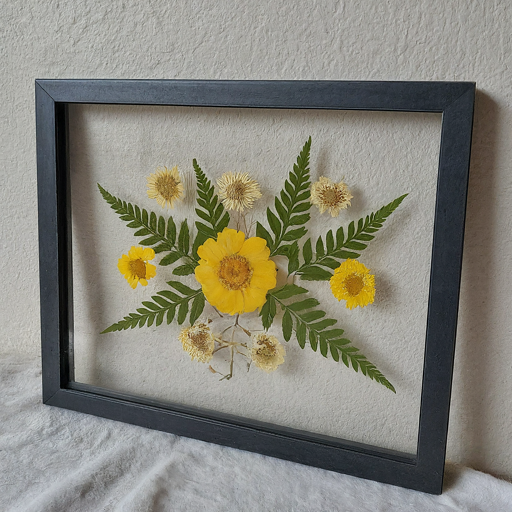 customized wall art with pressed flowers and leaves