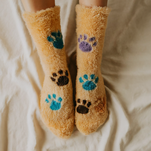 socks with paw prints