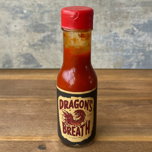a hot sauce with dragon's breath printed on it