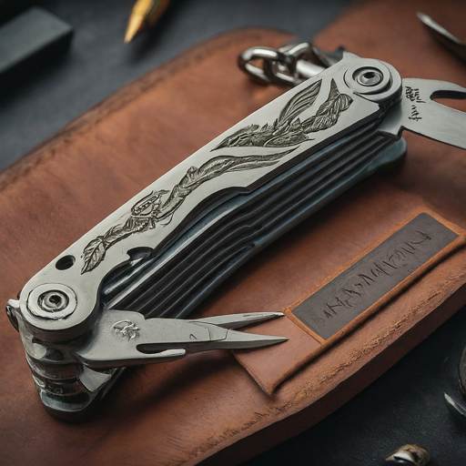 Multi-Tool with Personalized Engraving and Leather Sheath